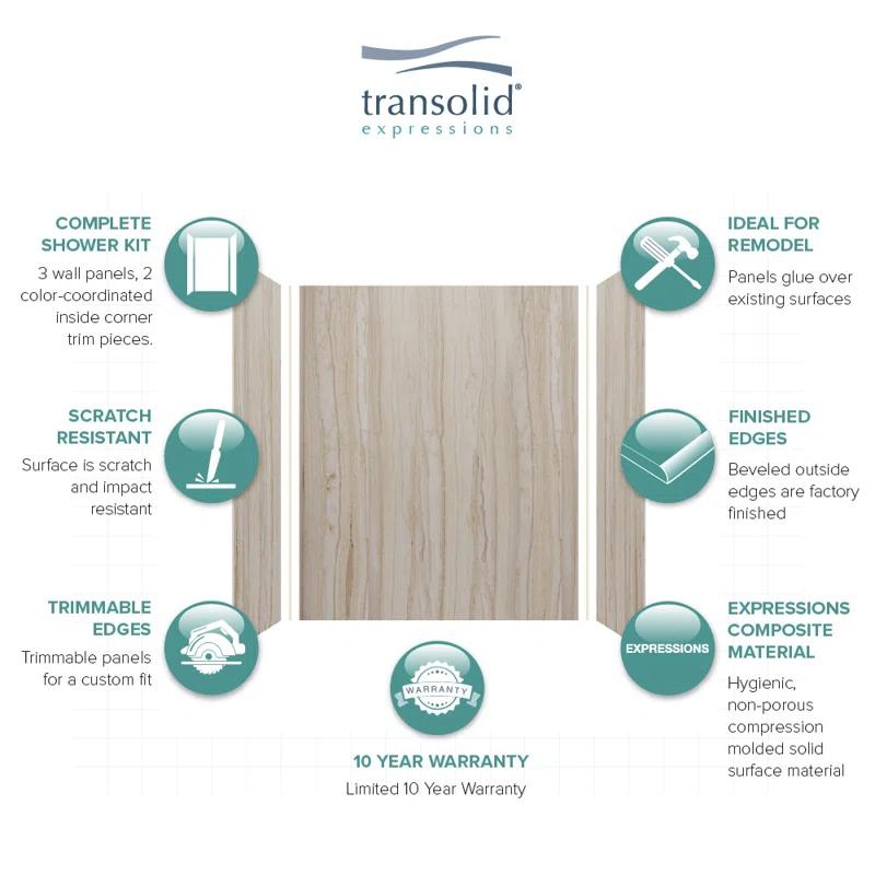 Transolid Expressions 60'' W 36'' D 72'' H Glue Up Solid Surface Wall