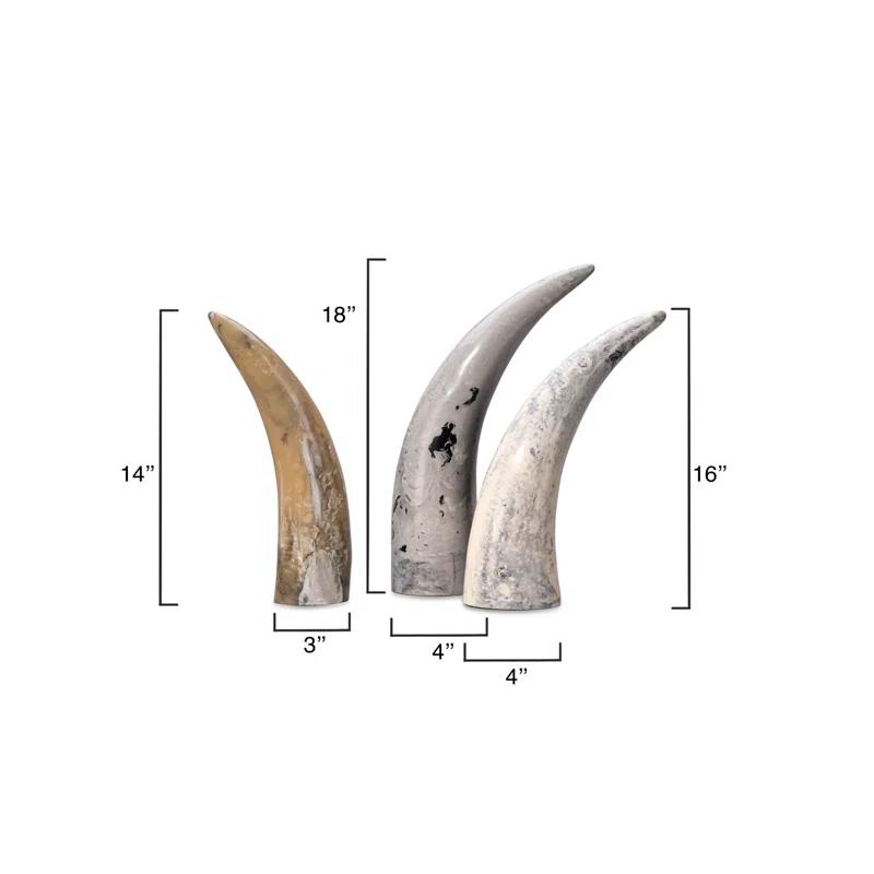 3 Piece Variegated Horn Sculpture Set