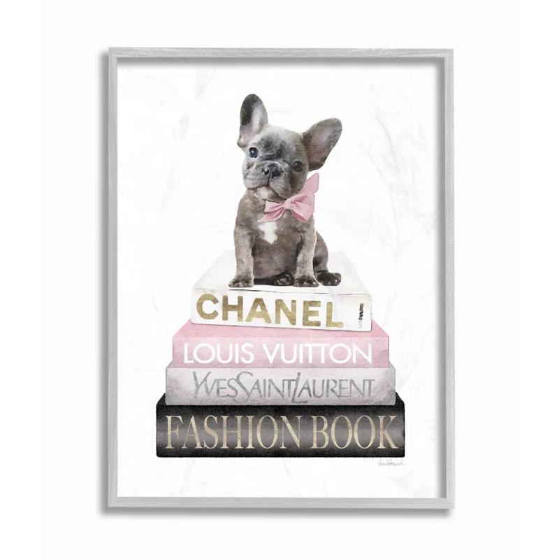 Stupell Industries " Dashing French Bulldog And Iconic Fashion Bookstack "
