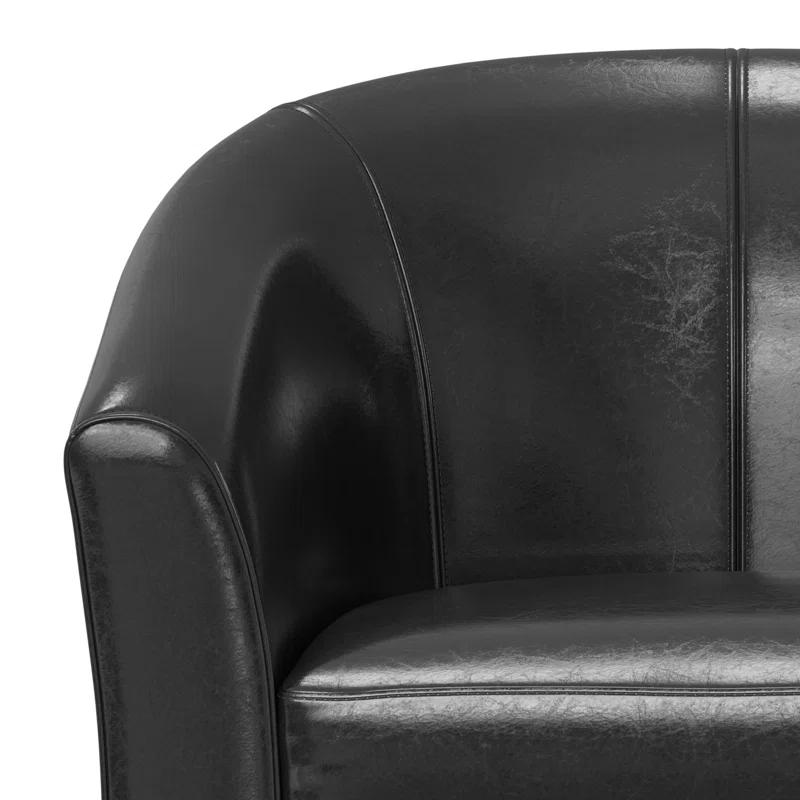 Simpli Home Austin 30"W Upholstered Vegan Faux Leather Contemporary Tub Accent Chair with High Arms and Deep Seat