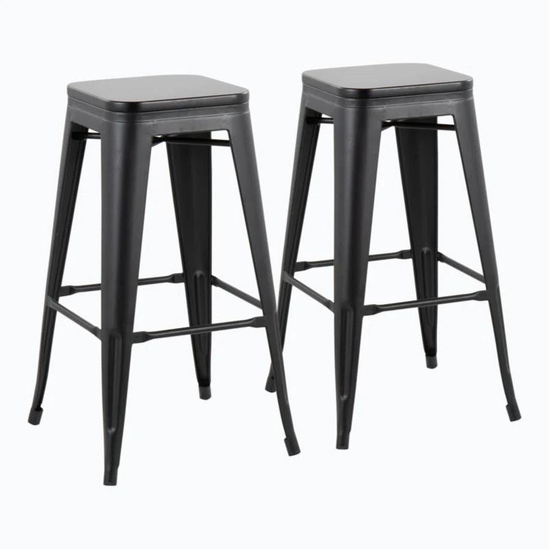 Contemporary Barstool In Steel And Wood By Lumisource - Set Of 2 (Set of 2)