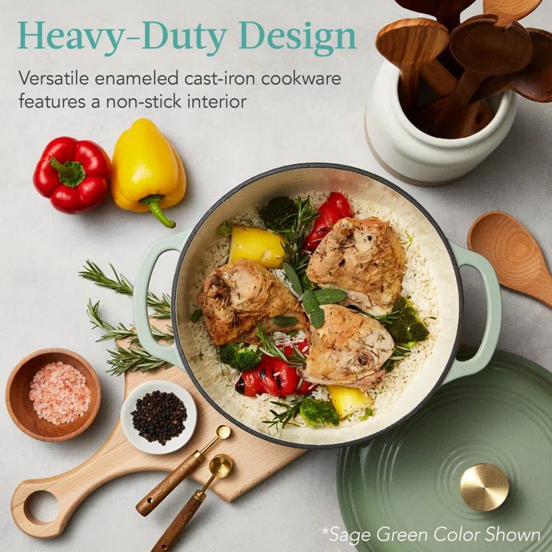 Best Choice Products Enamel Cast-Iron Dutch Oven, Heavy-Duty Cookware w/ Dual Handles, Lid