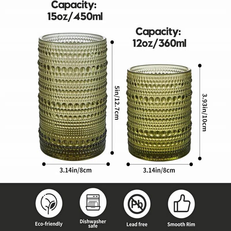 Vintage Glassware Drinking Glass Set of 6, Nailhead Glass