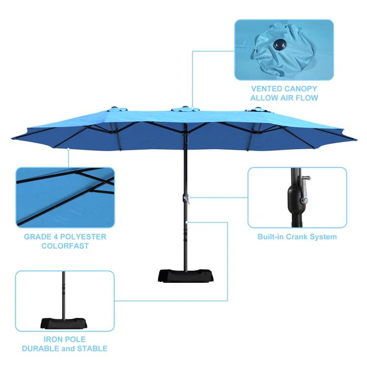 clihome 15 Ft Patio Market Umbrella with Base