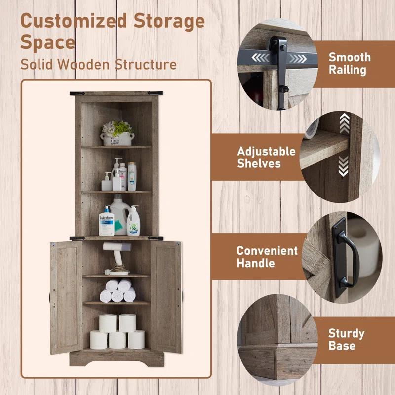 Farmhouse 5 Chest of Drawers, Tall Drawers Dresser with Sliding Barn Door