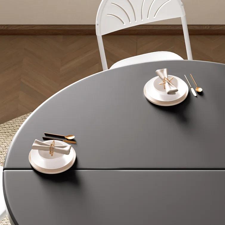 Plastic Round Folding Table, Portable Foldable Party Banquet Table for Camping Dining Outdoor Picnic