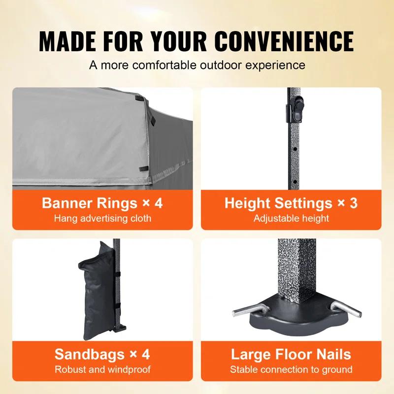 Stellweilan Tessberg 10x10 FT Pop up Canopy with Removable Sidewalls, Instant Canopies