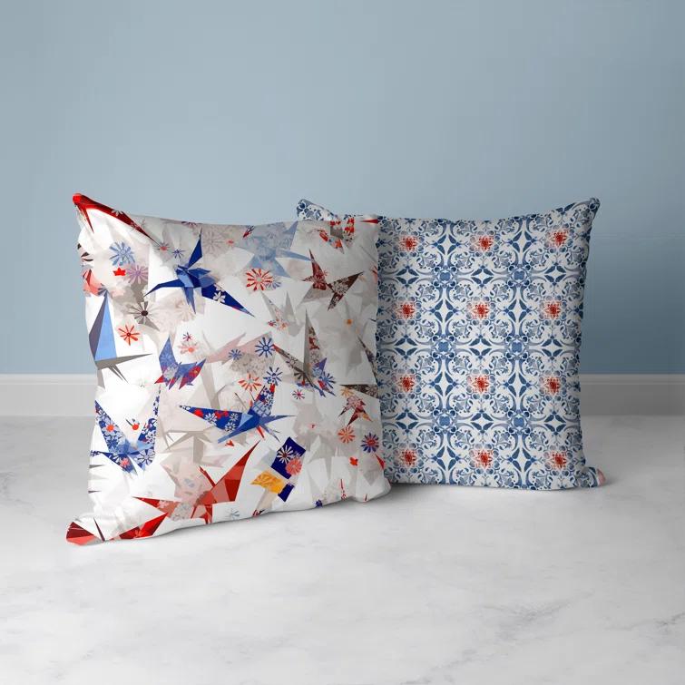 Amrita Sen Origami Elegance Indoor/Outdoor Reversible Throw Pillow