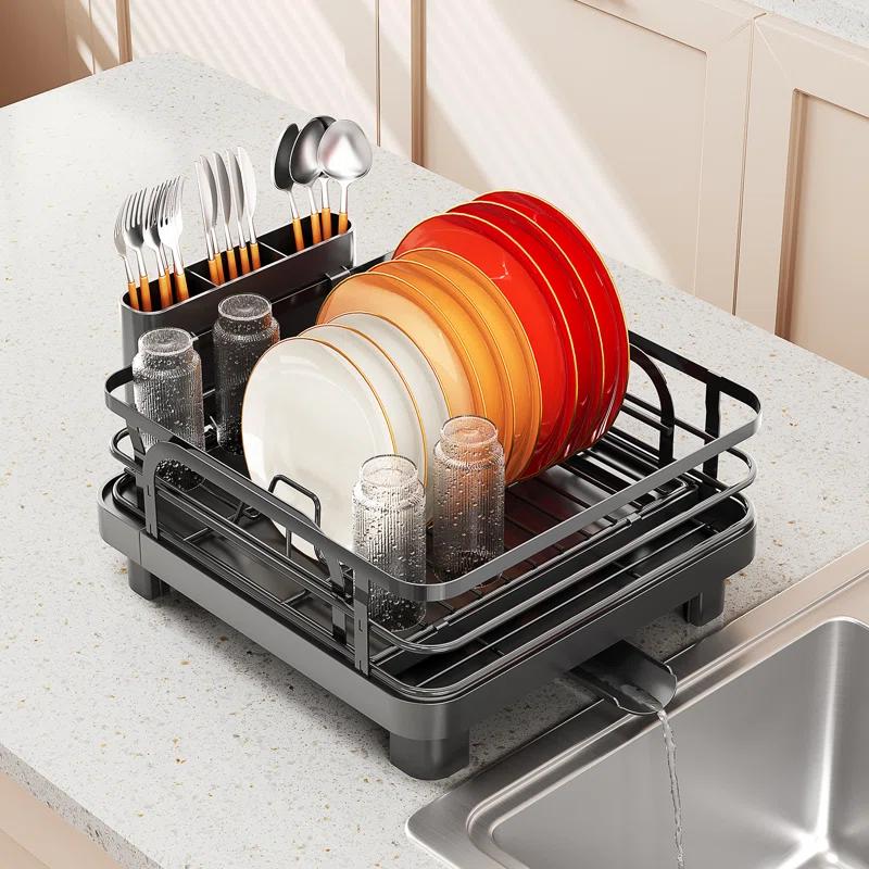 KINGRACK Stainless Steel Expandable Kitchen Dish Rack, Dish Drying Rack for Kitchen Counter, Adjustable Plate Rack,Extra Large Capacity Dish Drainer