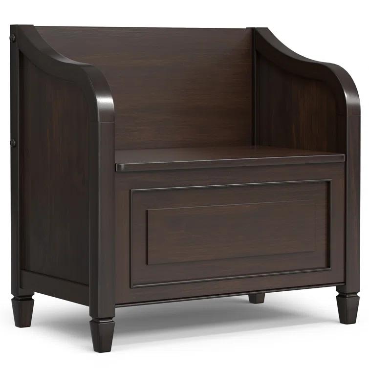 Simpli Home Connaught 30"W Solid Wood Small Entryway Storage Bench with Lift-Top Lid and Hidden Storage Compartment