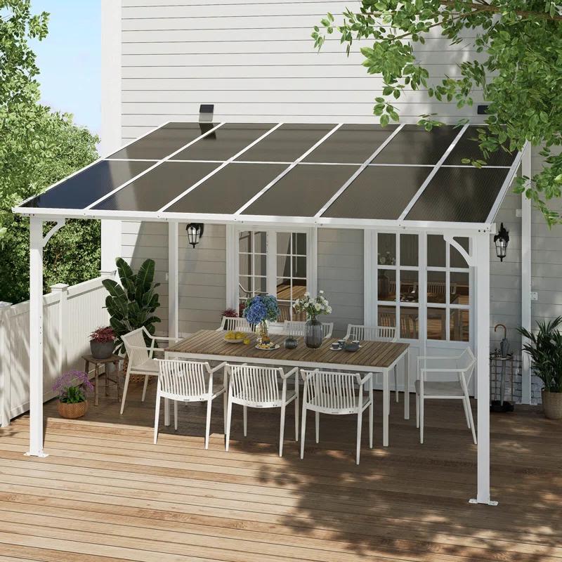 MEISSALIVVE Gazebo, Wall Mounted Gazebo, Lean To Metal Awnings Gazebos, Gazebo Pergola With Sloped Roof, Outdoor Patio Gazebo Awning For Backyard, Deck