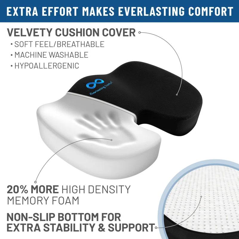Doctor Recommended Memory Foam Seat Cushion For Office Chairs - HSA FSA Eligible Coccyx Pain Relief Cushion, Sciatica And Back Support, Office Chair Cushion And Car Seat Cushion