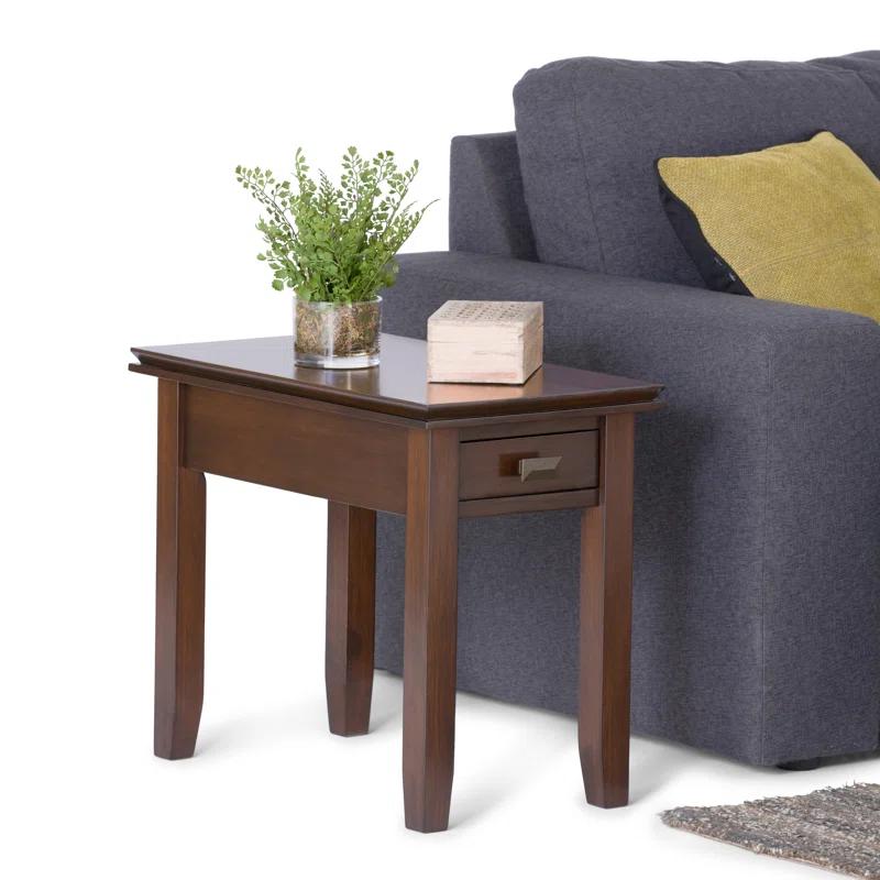 Simpli Home Artisan Solid Wood Transitional Narrow Side Table with Drawer