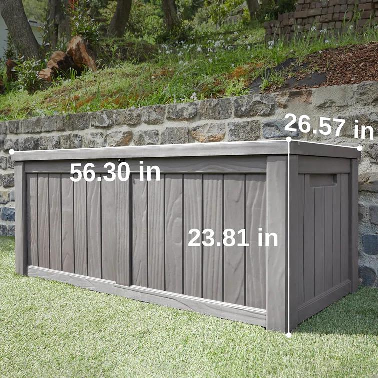 EAST OAK 26.6'' W 120 Gallons Lockable Deck Box in Grey