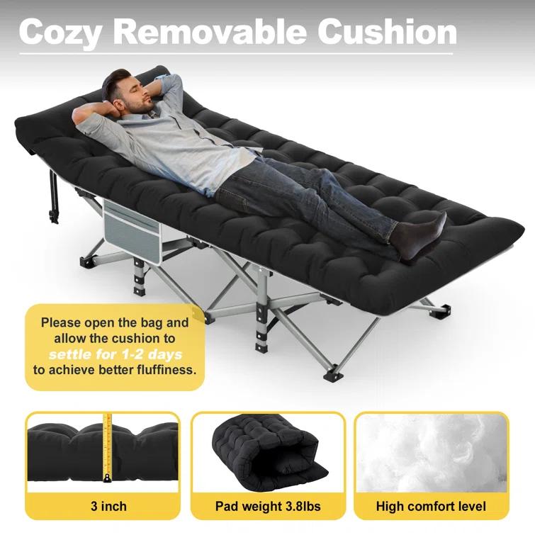 Suteck Folding Camping Cot Portable Outdoor Heavy Duty Sleeping Cot with Mattress and Carry Bag