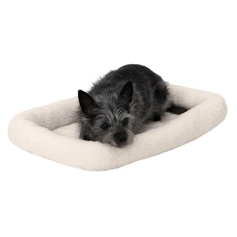 FurHaven Faux Lambswool Crate Bolster Pet Bed