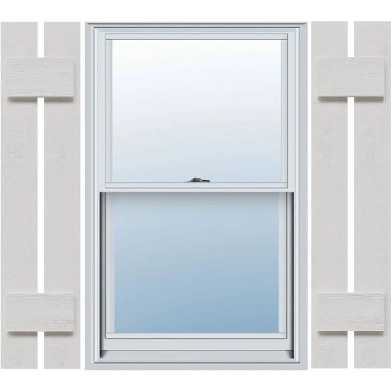 Ekena Millwork Timberthane Faux Rustic Spaced Board-n-Batten Faux Wood Shutters