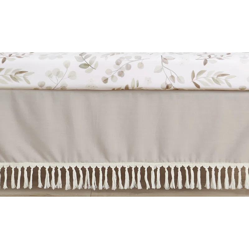 Sweet Jojo Designs Boho Botanical Leaf Linen Dust Ruffle Crib Skirt By Sweet Jojo Designs