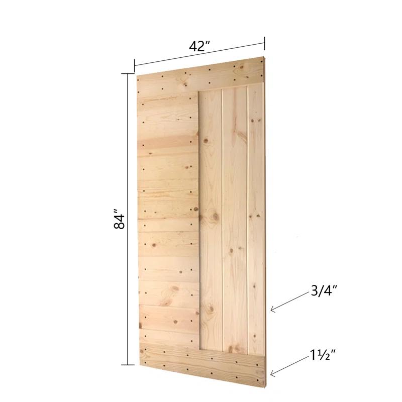 IsLife L Series Paneled Solid Wood Sliding Barn Door with Installation Hardware Kit -Assembly Needed