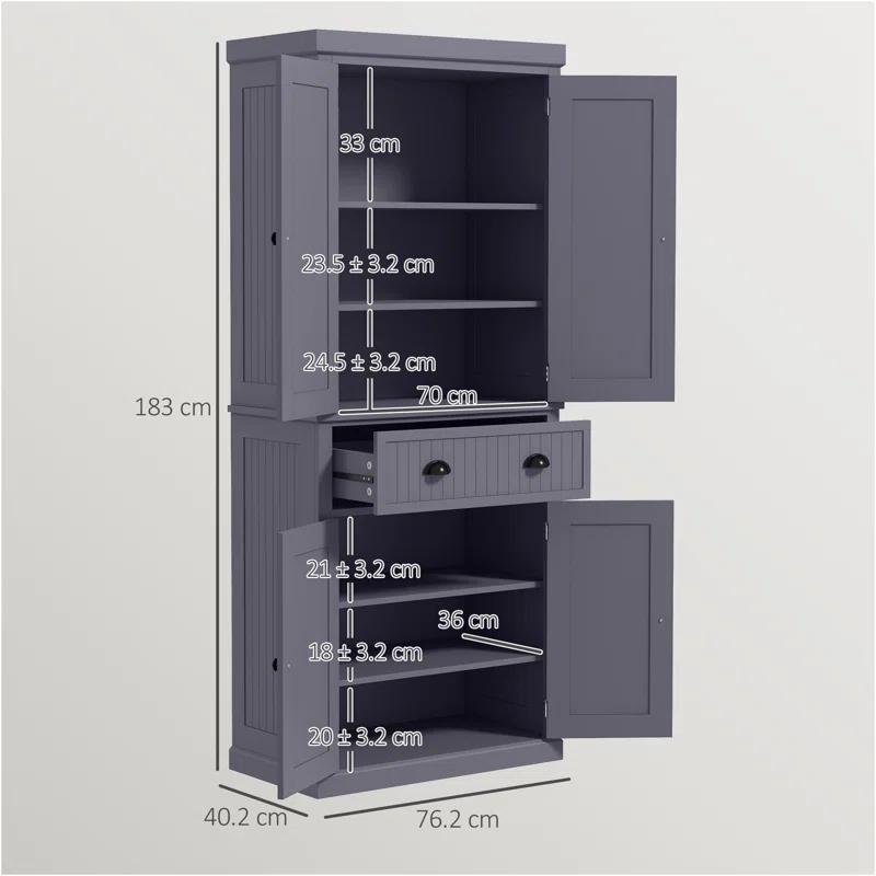 Winston Porter 72" Kitchen Pantry Cabinet Cupboard with Doors