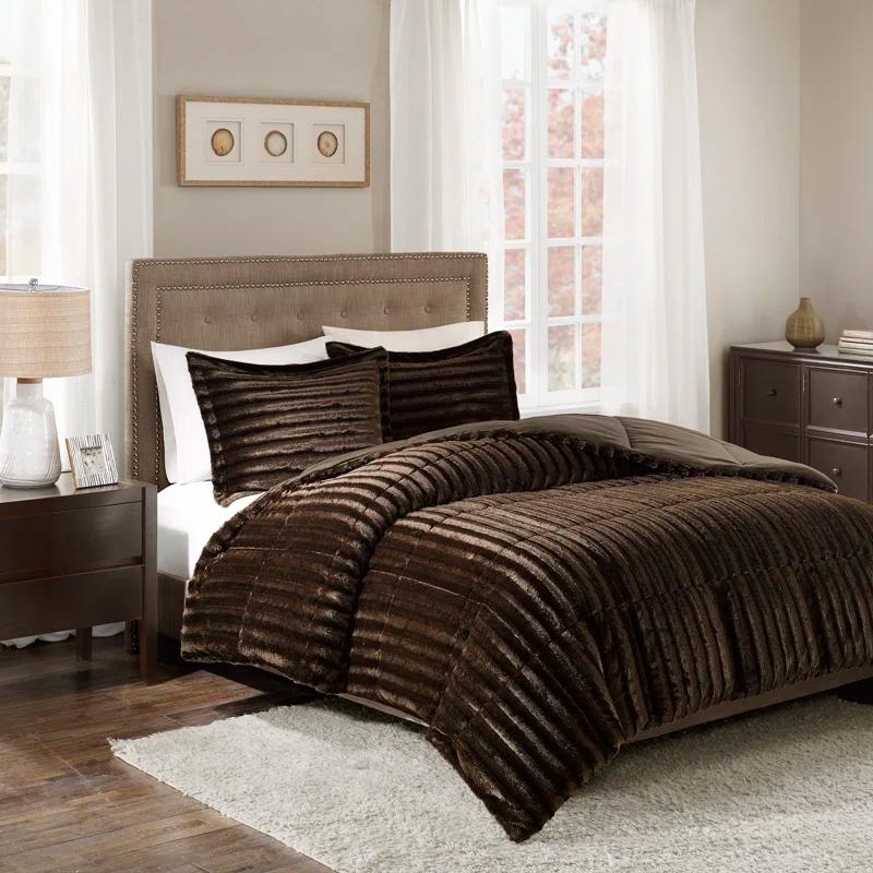 Madison Park Faux Fur 3 Piece Comforter Set