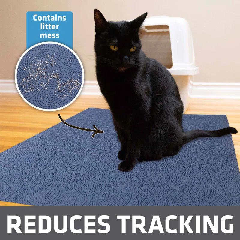 Drymate XL Original Cat Litter Mat, Contains Mess from Box, Protects Floors, Urine-Proof, Machine Washable, Soft on Kitty Paws, Absorbent, Waterproof (29”x36”) (Borage Blue) (USA Made)