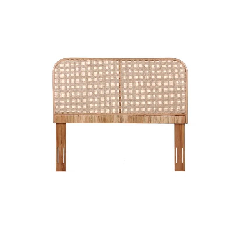 Crawford & Burke Lombok Birdseye Cane and Solid Teak Wood Panel Headboard