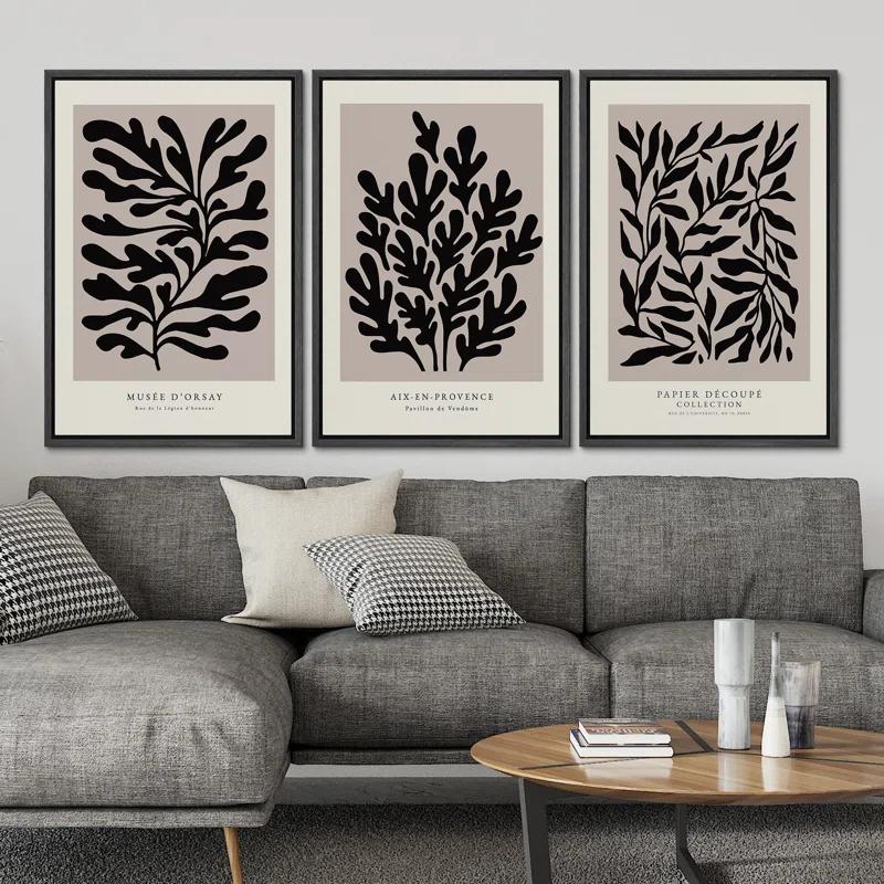SIGNLEADER " Papier Decoupe Collection French Retro Art Decor Flower Plants " by Henri Matisse 3 - Pieces