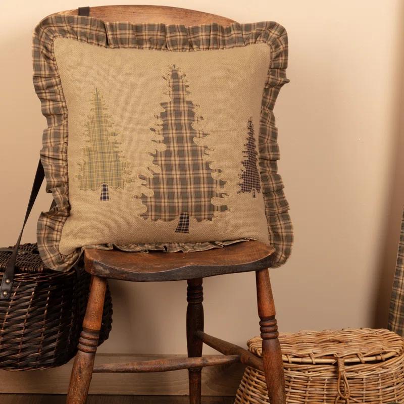 Cedar Ridge Buttons Cotton Reversible Throw Pillow