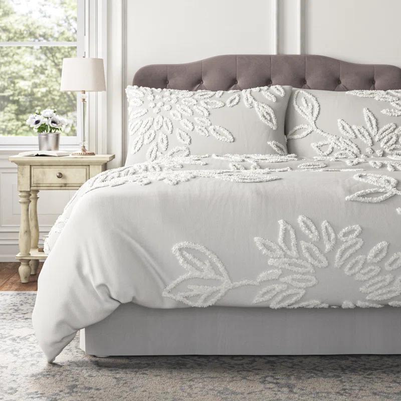 Kelly Clarkson Home Gwyneth 3 Piece Tufted Cotton Chenille Floral Duvet Cover Set