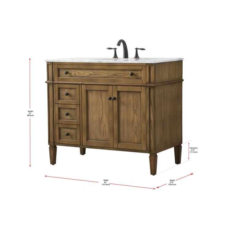 Rivers 40" Free-Standing Single Bathroom Vanity Set with Marble Vanity Top