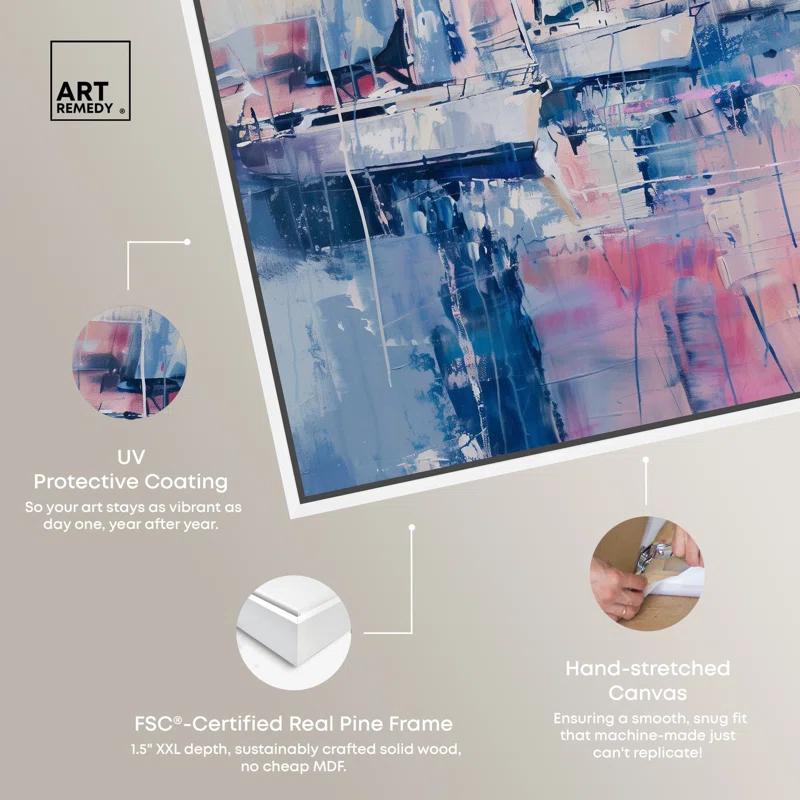 Art Remedy Art Remedy Pastel Sea Breeze Framed Sailing 1 Piece Canvas Wall Art 57710