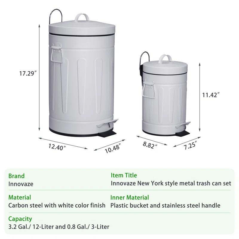 Innovaze Metal Step On Kitchen Trash Can - 3.2 Gallons