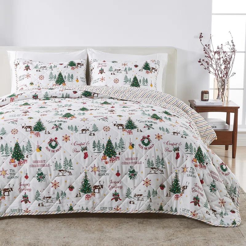 FreshFolds Vibrant & Cheerful Christmas Quilt Set