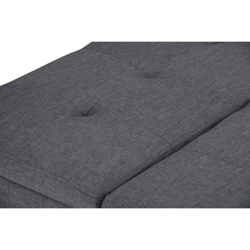 Simpli Home Dover 36"W Upholstered Square Coffee Table Storage Ottoman with Split Tufted Lift Top