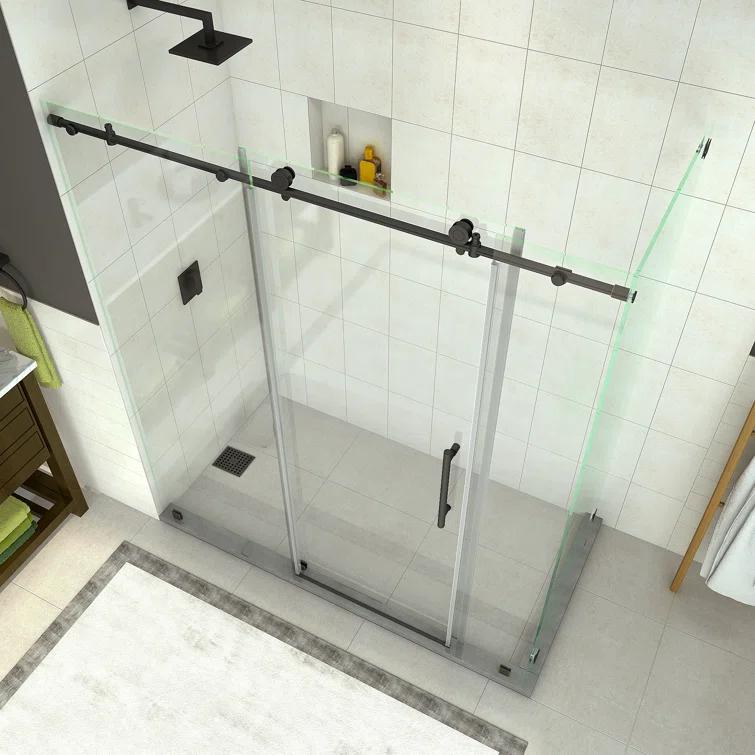 Aston Coraline 68" - 72" W x 33.875" D x 76" H Frameless Sliding Shower Enclosure SEN984EZ-ORB-72-10