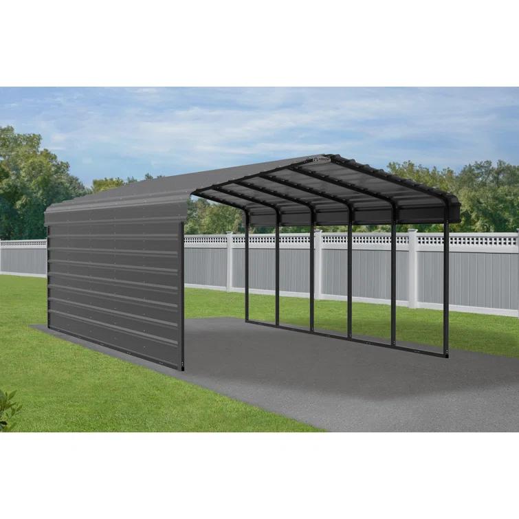 Arrow Arrow Steel Carport with 1 Side Wall Kit, 12X24X07