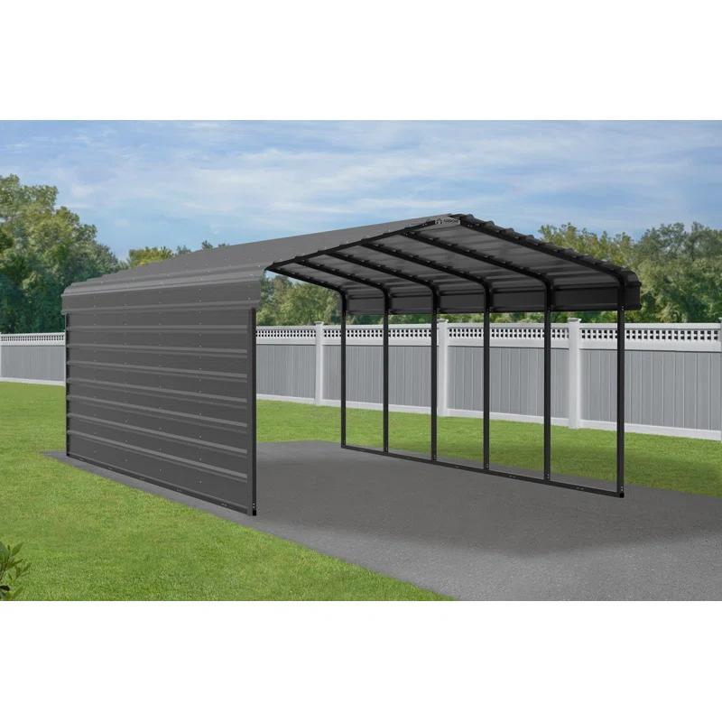 Arrow Arrow Steel Carport with 1 Side Wall Kit, 12X24X07