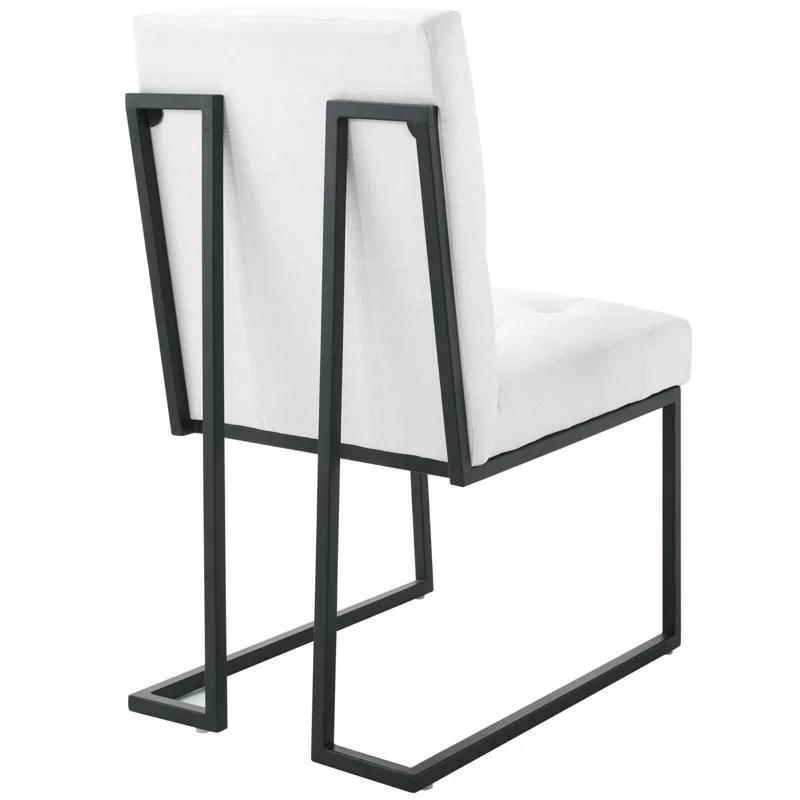 Privy Black Stainless Steel Upholstered Fabric Dining Chair by Modway