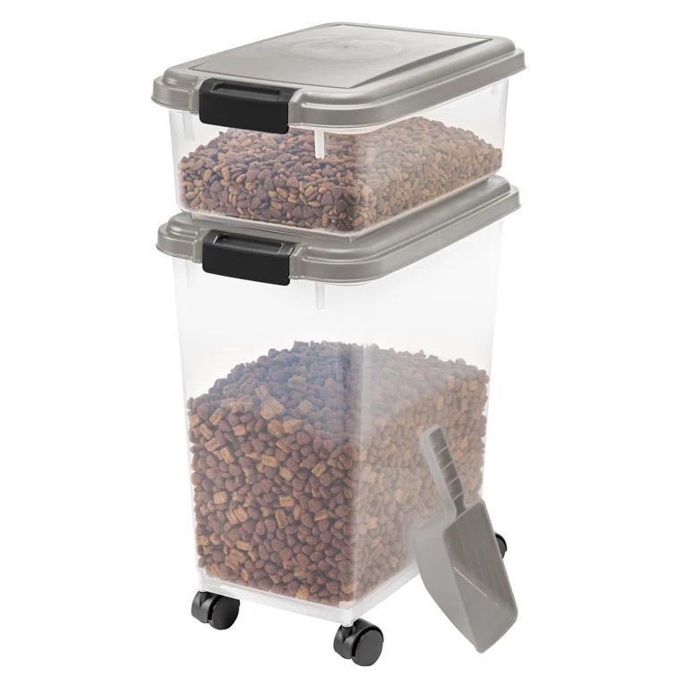Zoey Tails 35 Lbs. WeatherPro Airtight Stackable Pet Food Storage Container Combo with Scoop & Treat Box