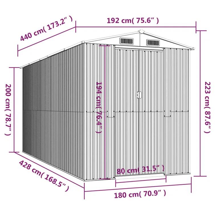 VidaXL 6.3 ft. W x 14.43 ft. D Steel Traditional Storage Shed