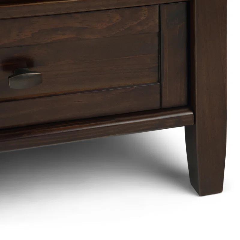 Simpli Home Warm Shaker 36"W Solid Wood Square Coffee Table with Two Drawers and Open Shelf & Reviews | Wayfair