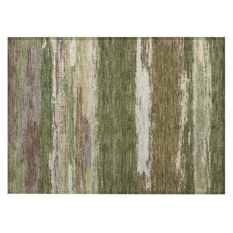 Machine Washable Indoor/Outdoor Chantille ACN1284 Olive Rug