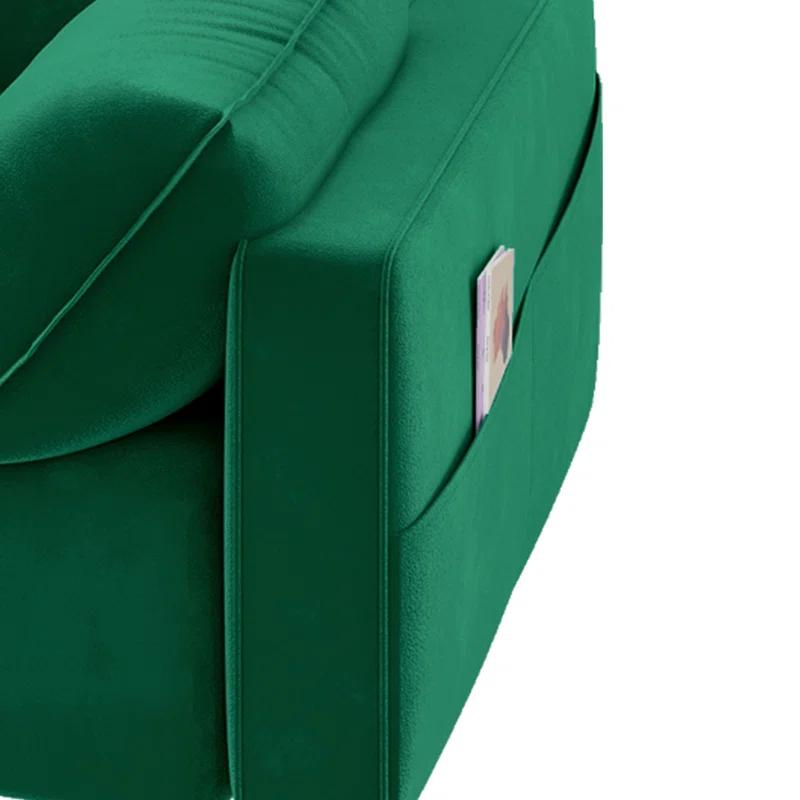 Mercer41 Damales 70" Square Arm Loveseat Sofa, Modern Velvet Loveseat with 2 Pillows