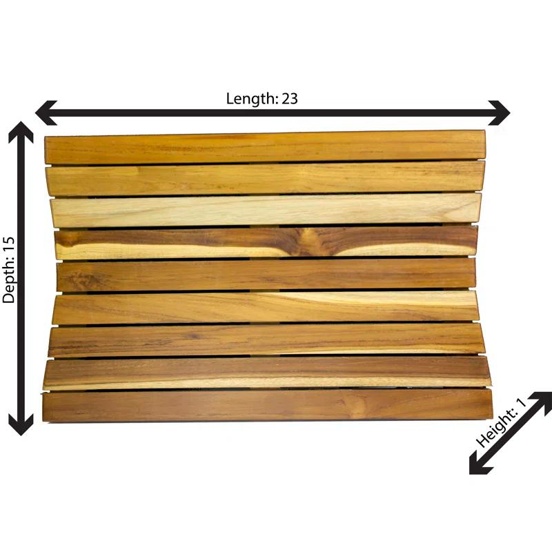 EcoDecors Eleganto Rectangle Teak Shower Mat, Teak Shower Mat for Inside Shower, Teak Bath Mat, Wood Bath Mat, Wood Shower Mat, Teak Shower Mats, Teak Bathroom Mat, Earthy Natural