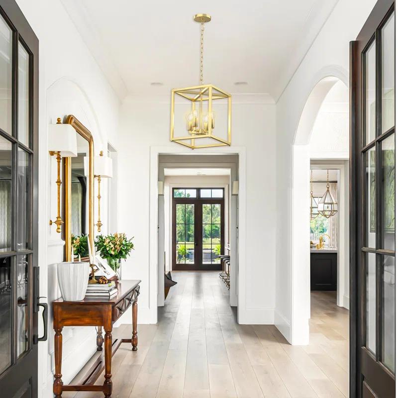 17 Stories Keya 4 - Light Iron Dimmable Lantern Geometric Chandelier