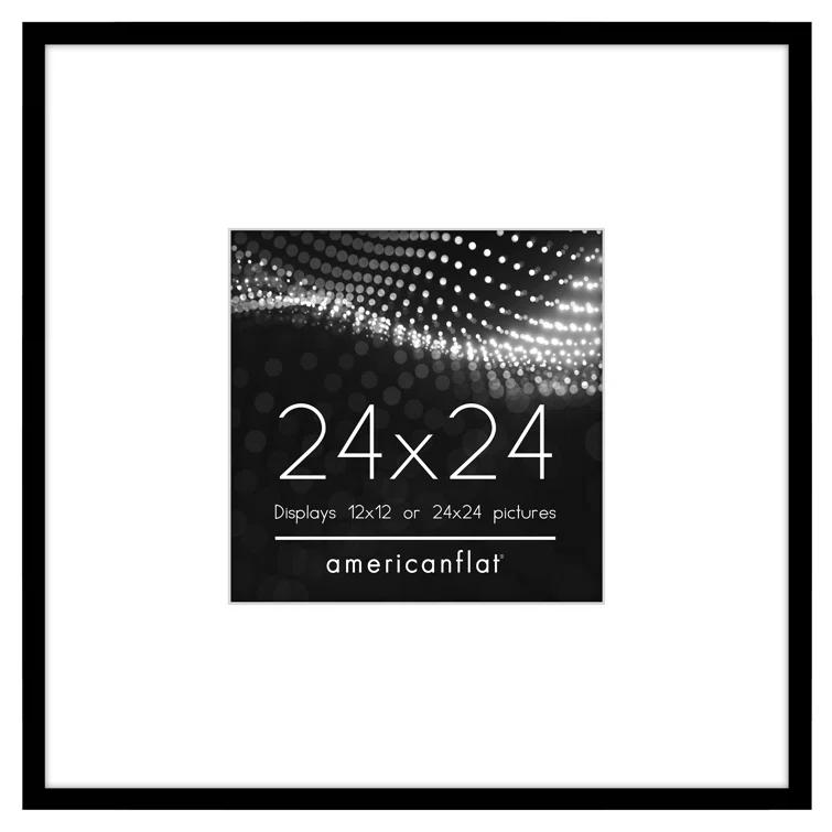 Americanflat Americanflat 24x24 Picture Frame - Use as 12x12 Frame with Mat or 24x24 Frame Without Mat - Thin Photo Frame with Plexiglass - Black