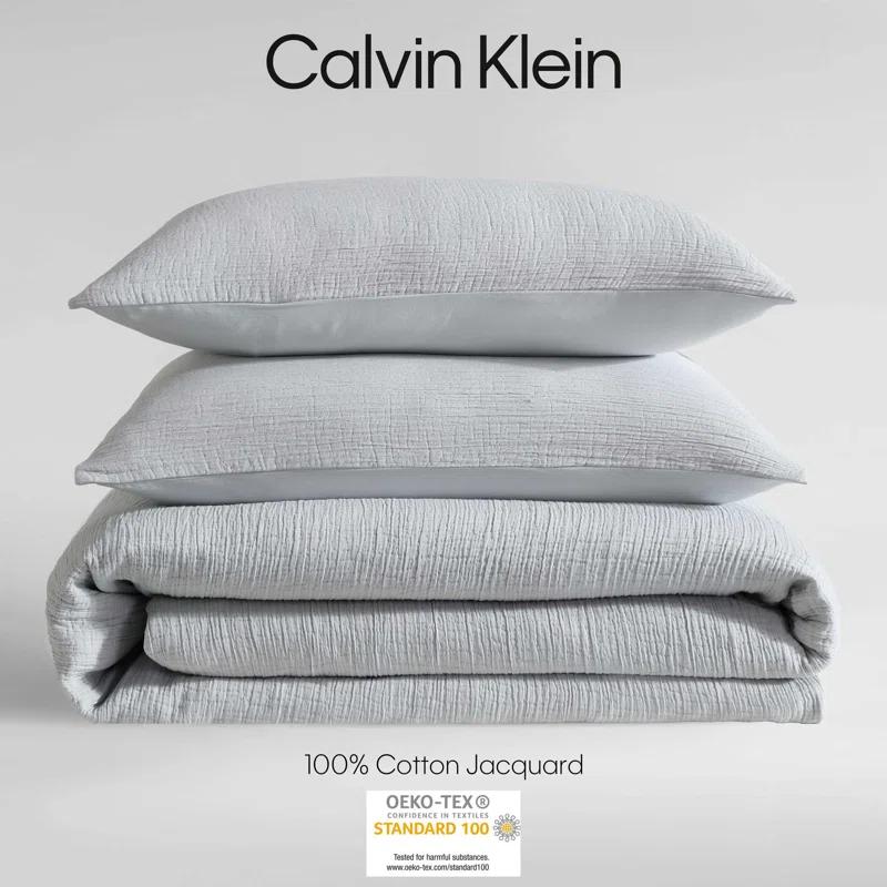 Calvin Klein Calvin Klein Washed Texture Solid Cotton Duvet Cover Set