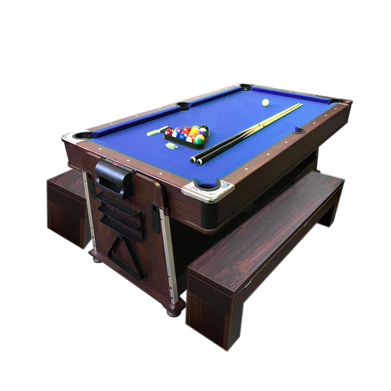 Pool Table 7ft Blue + Air Hockey + Table Tennis + Table – Bullet With Benches
