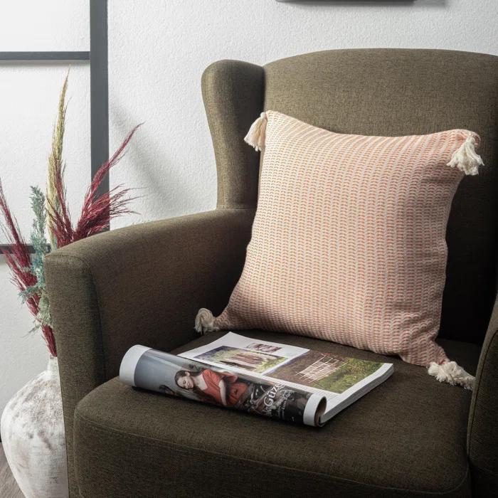 Brenly Turkish Cotton Striped Square Throw Pillow